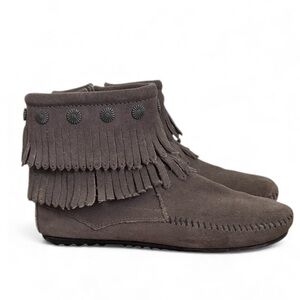 Minnetonka Suede Fringe Ankle Boots Boho Western Women's 7.5
